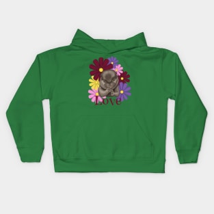 Love. Otter with flowers. Kids Hoodie